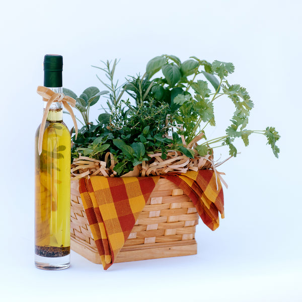 Herb Basket With Italian Olive Oil